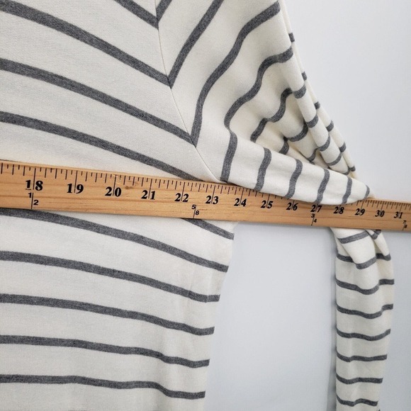 Market & Spruce 1x Striped Knit Top Womens Plus Long Sleeve Cream Black Tunic - Picture 6 of 11